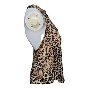 ASTR THE LABLE Leopard Print Sheer Sleeveless T-Back Gold Hardware Extra Small